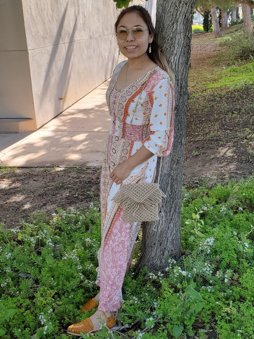 J Gee dress with Pink & Orange Boho Print